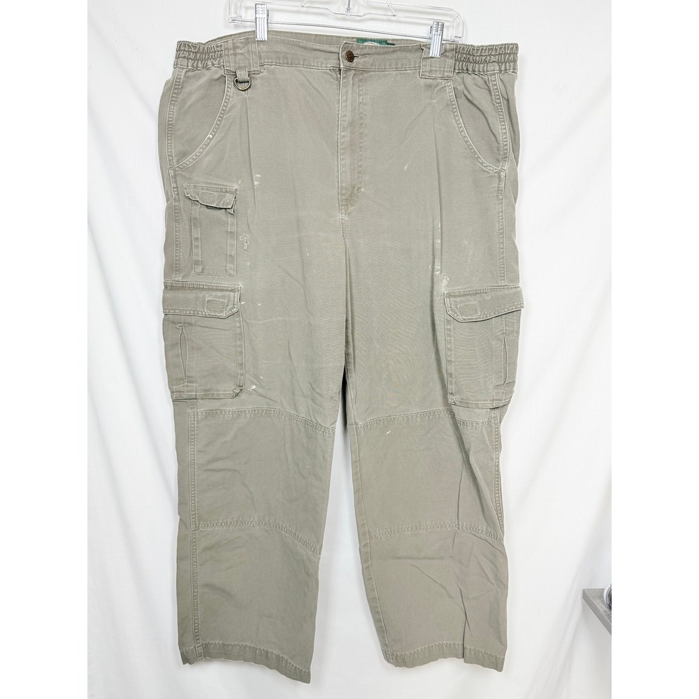 Cabelas Mens Cargo Pants 42 Reg Khaki Canvas Double Knee Gorpcore Thrashed 90s